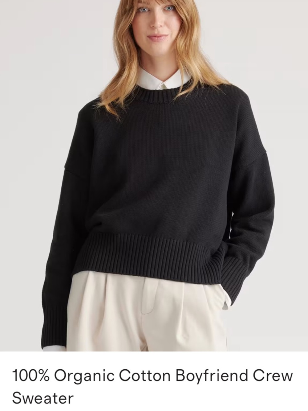 Quince Black Crewneck Boyfriend Sweater